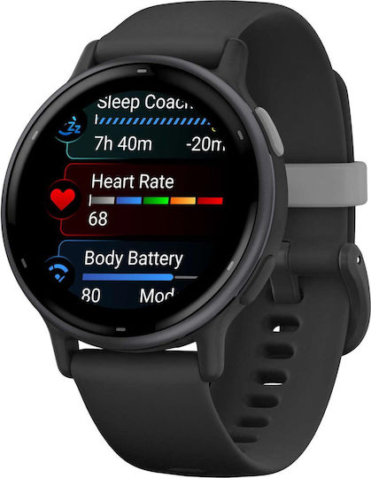 Garmin Vivoactive 5 Aluminium 42mm Waterproof Smartwatch with Heart Rate Monitor (Slate Bezel With Black Silicone Band)