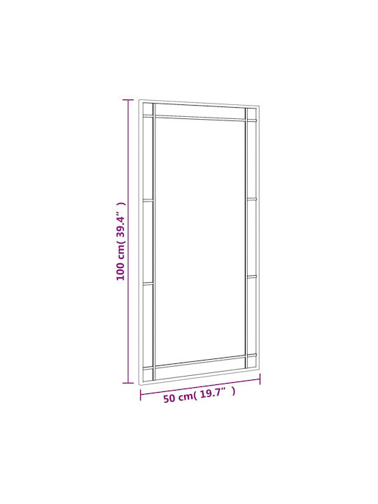 vidaXL Wall Mirror with Black Metallic Frame 100x50cm 1pcs
