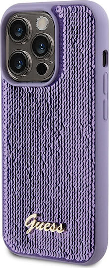 Guess Script Logo Umschlag Rückseite Metallisch Lila (Apple iPhone 15 Pro)