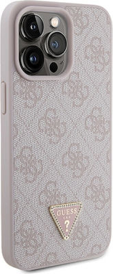 Guess Strass Triangle Metal Logo Back Cover Πλαστικό Ροζ (Apple iPhone 15 Pro Max)