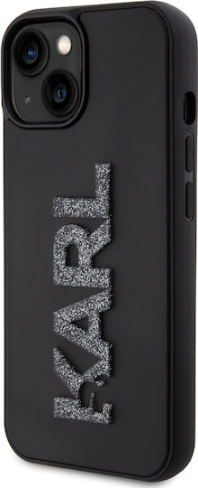 Karl Lagerfeld 3d Logo Glitter Umschlag Rückseite Kunststoff Schwarz (iPhone 15)