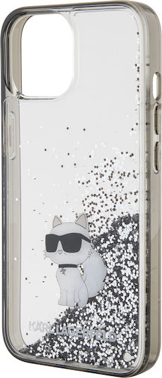 Karl Lagerfeld Liquid Glitter Choupette Umschlag Rückseite Kunststoff Transparent (iPhone 15)