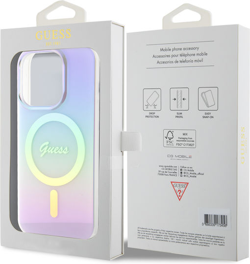 Guess Iml Iridescent Magsafe Umschlag Rückseite Kunststoff Lila (iPhone 15 Pro)
