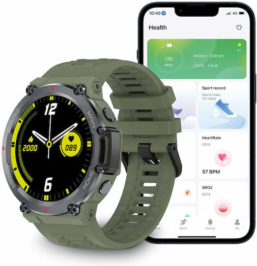 Ksix Oslo Aluminium Smartwatch with Heart Rate Monitor (Green)