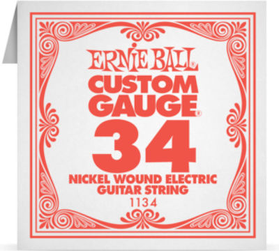 Ernie Ball Single Nickel Wound String for Electric Guitar Custom Gauge .034"