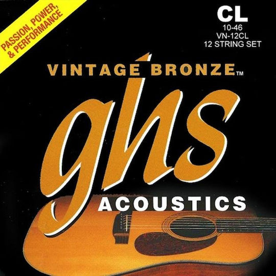GHS Strings Vintage 12-String Σετ Χορδών Bronze Ακουστικής Κιθάρας 10 - 46" Custom Light