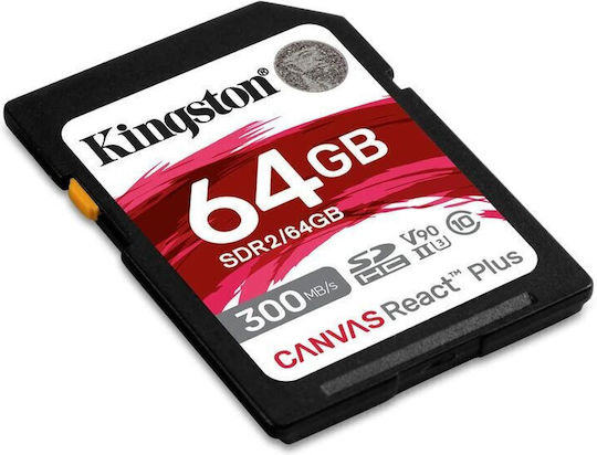 Kingston Canvas React Plus SDXC 64GB Class 10 U3 V90 UHS-II