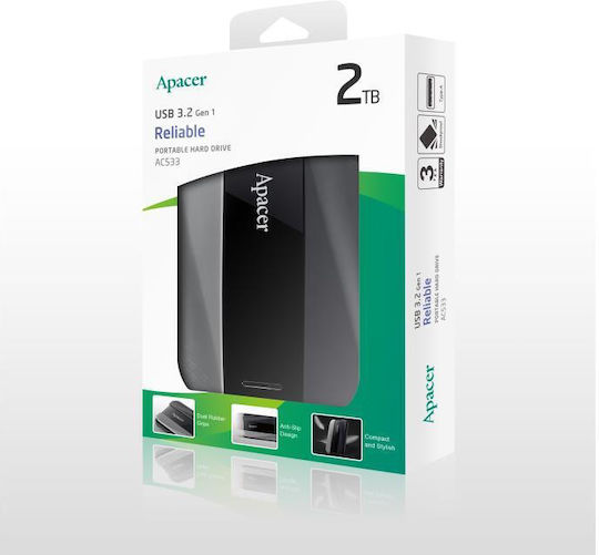 Apacer AC533 USB 3.2 Εξωτερικός HDD 2TB 2.5" Μαύρο