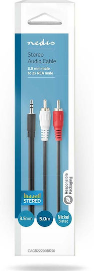 Nedis Кабел 3.5 мм мъжки - 2x RCA мъжки Черен 5м CAGB22200BK50
