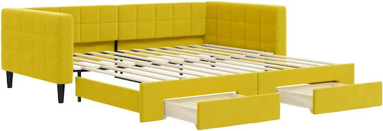 Kinderbett Schlafsofa Mit Samt Gelb Mit Lattenrost Für Matratze 100x200cm