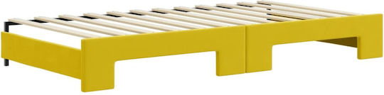Kinderbett Schlafsofa Mit Samt Gelb Mit Lattenrost Für Matratze 100x200cm