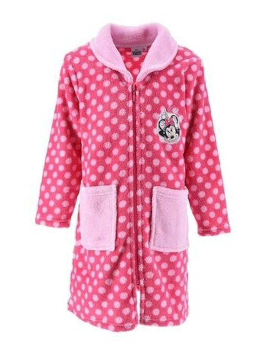 Disney Minnie Mouse Kids Robe Winter Fleece Pyjama Fuchsia