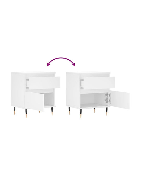 White Wooden Bedside Table 40x35x50cm
