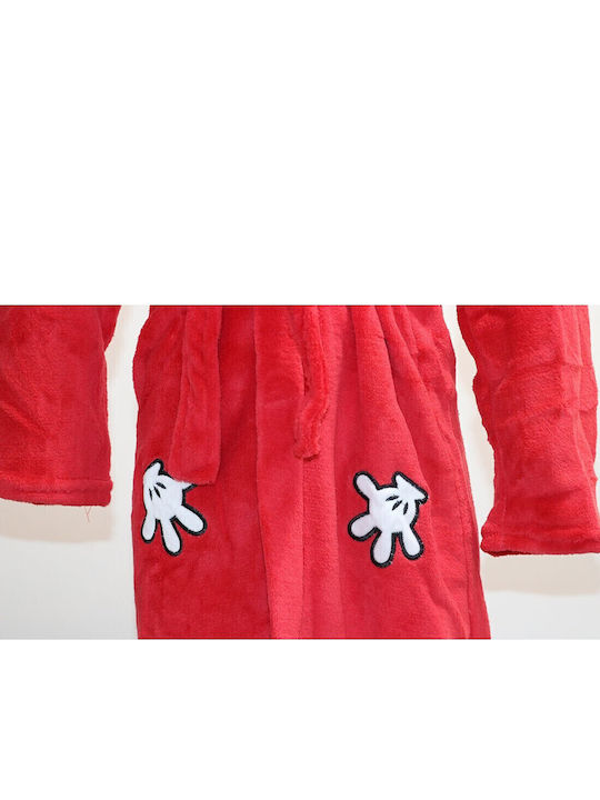 Disney Παιδική Ρόμπα Χειμωνιάτικη Fleece Κόκκινη Mickey Mouse