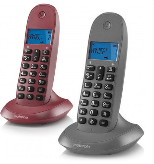 Motorola C1002 Ασύρματο Τηλέφωνο Duo Μαύρο / Μπορντό