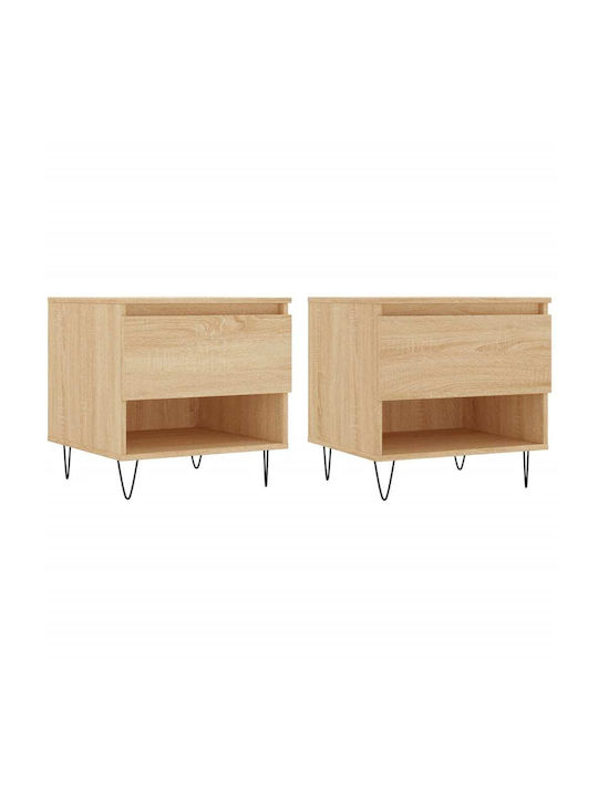 Rectangular Side Table Wooden Coffee 2pcs L50xW46xH50cm.