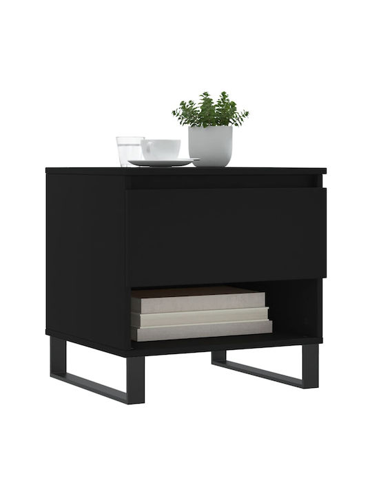 Rectangular Side Table Wooden with Drawers Black 2pcs W50xD46xH50cm