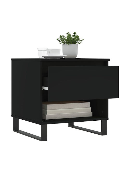 Rectangular Side Table Wooden with Drawers Black 2pcs W50xD46xH50cm