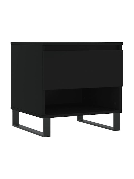 Rectangular Side Table Wooden with Drawers Black 2pcs W50xD46xH50cm