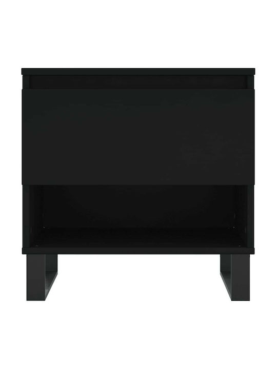 Rectangular Side Table Wooden with Drawers Black 2pcs W50xD46xH50cm