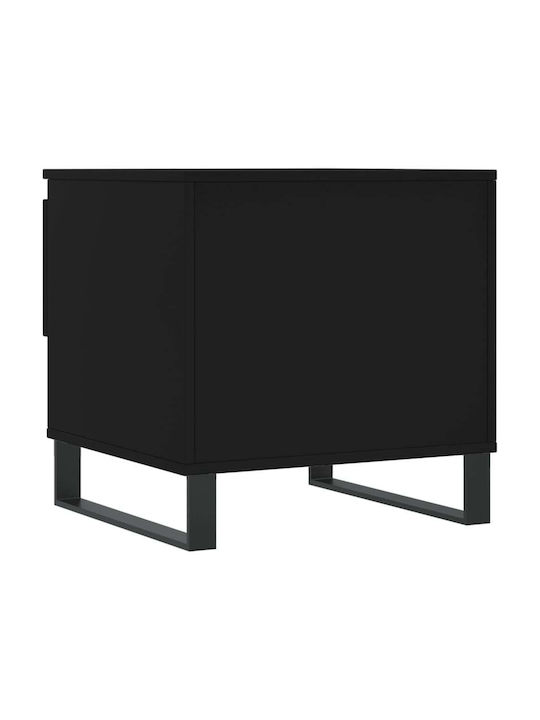 Rectangular Side Table Wooden with Drawers Black 2pcs W50xD46xH50cm