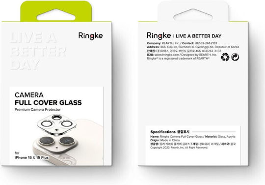 Ringke Protector Προστασία Κάμερας Tempered Glass Διάφανο για το iPhone 15 / 15 Plus