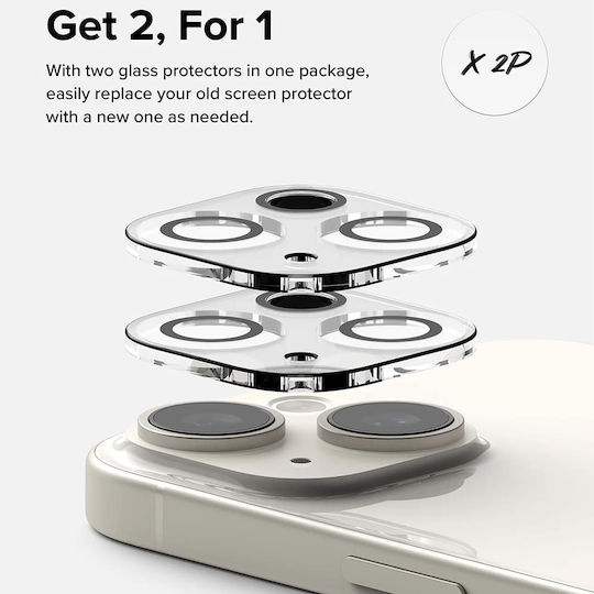 Ringke Protector Προστασία Κάμερας Tempered Glass Διάφανο για το iPhone 15 / 15 Plus