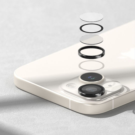 Ringke Frame Protector Kameraschutz Gehärtetes Glas Black für das iPhone 15 / 15 Plus