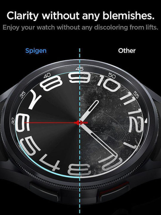 Spigen EZ Fit Tempered Glass for the Spigen Glas.tr "EZ-Fit" 2-Pack is compatible with Galaxy Watch 6 Classic (43 mm). 2pcs AGL07067