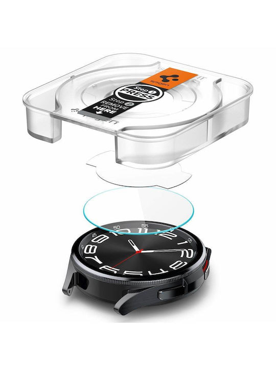 Spigen EZ Fit Tempered Glass for the Spigen Glas.tr "EZ-Fit" 2-Pack is compatible with Galaxy Watch 6 Classic (43 mm). 2pcs AGL07067