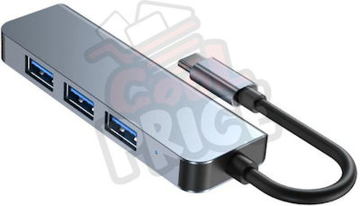 Andowl USB 2.0 Hub 4 Θυρών με σύνδεση USB-A Ασημί
