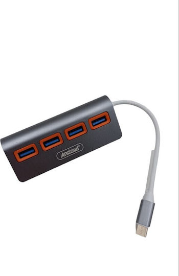 Andowl Hub 4 Θυρών USB 3.0 με σύνδεση USB-C