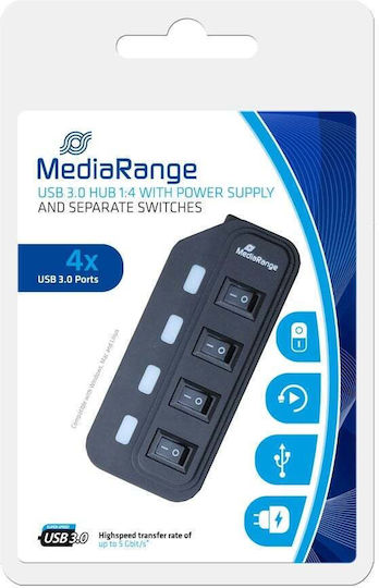 MediaRange USB 3.0 Hub 4 Ports with USB-A Connection