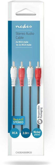 Nedis Kabel 2x RCA-Stecker - 2x RCA-Stecker 2m CAGB24200BK20