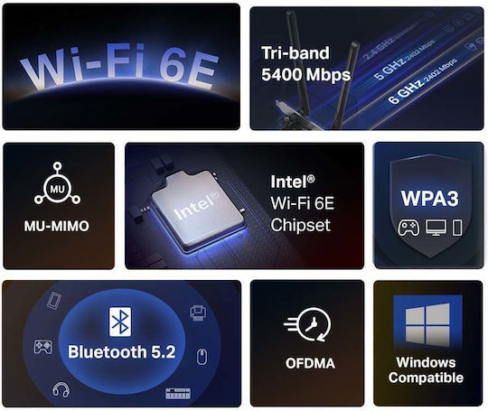 Mercusys MA86XE v1 Безжична мрежова карта Wi-Fi 6E PCI-e