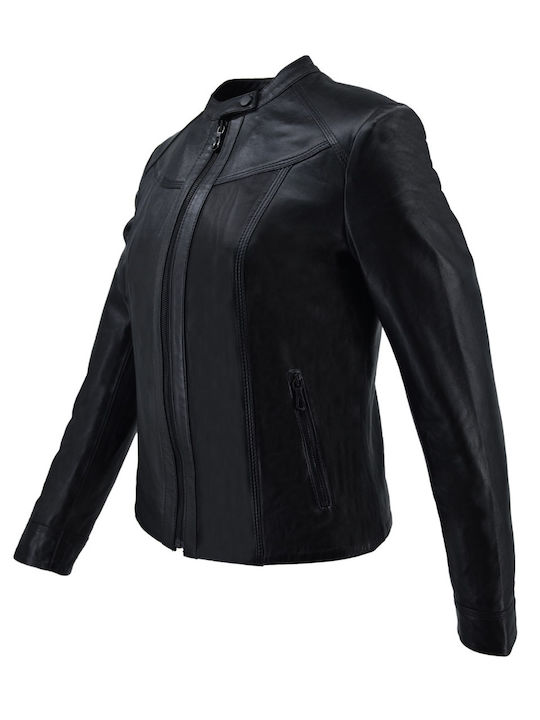 Dermatina 100 Women's Short Lifestyle Leather Jacket for Winter Black