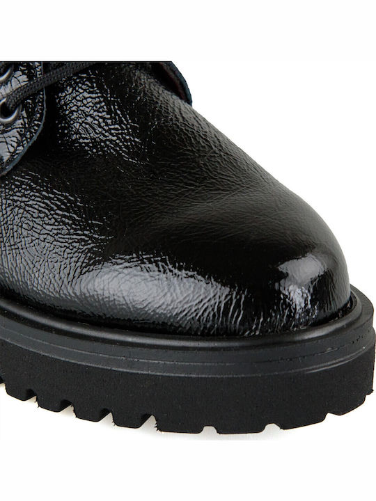 Women's Patent Leather Oxford Shoes Black