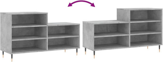 Concrete Wooden Shoe Organizer Gray 102x36x60cm