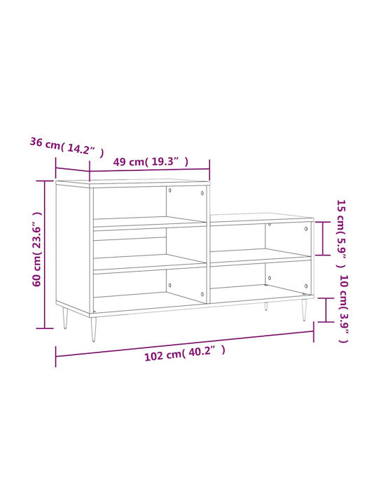 Дървен Обувна рафт 102x36x60см