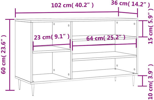 Holz Schuhschrank 102x36x60cm
