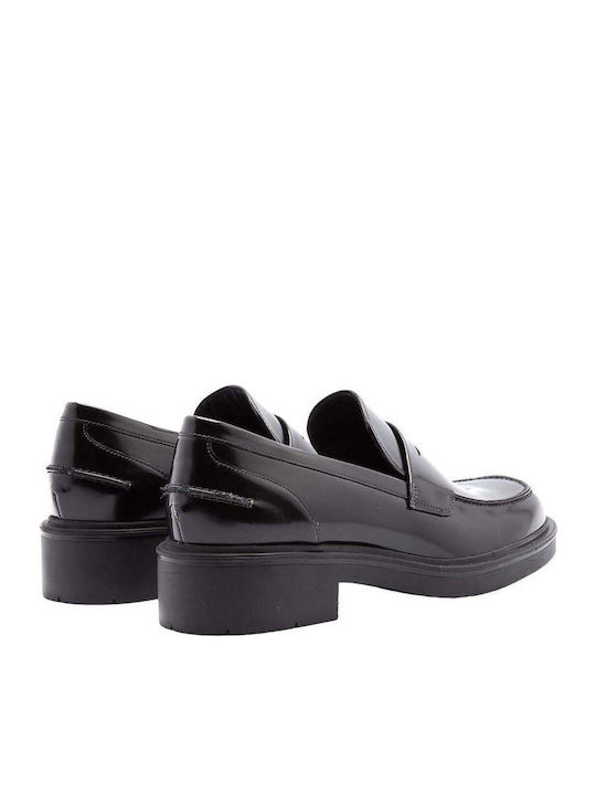 Leder Damen Loafers in Schwarz Farbe