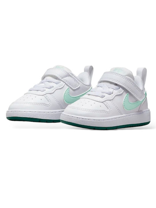 Court Court Borough Kids Sports Shoes Running with Hoop & Loop Closure White