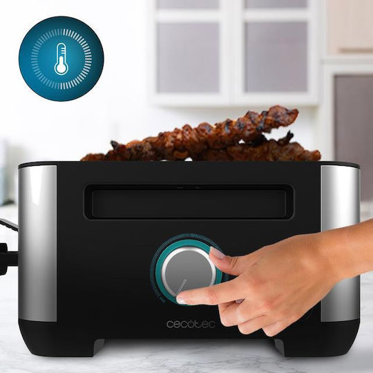 Cecotec Cheese&grill 16000 Inox Mixgrill Επιτραπέζια Ηλεκτρική Ψησταριά Raclette Λείας και Αυλακωτής Πλάκας 1400W Ανοξείδωτη με Ρυθμιζόμενο Θερμοστάτη 22x20εκ.