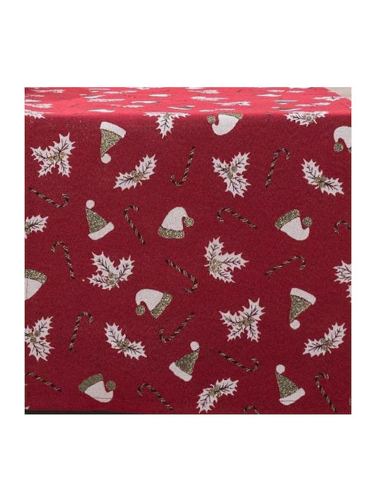 Teoran Christmas Tablecloth Square Fabric Red L90xW90cm.