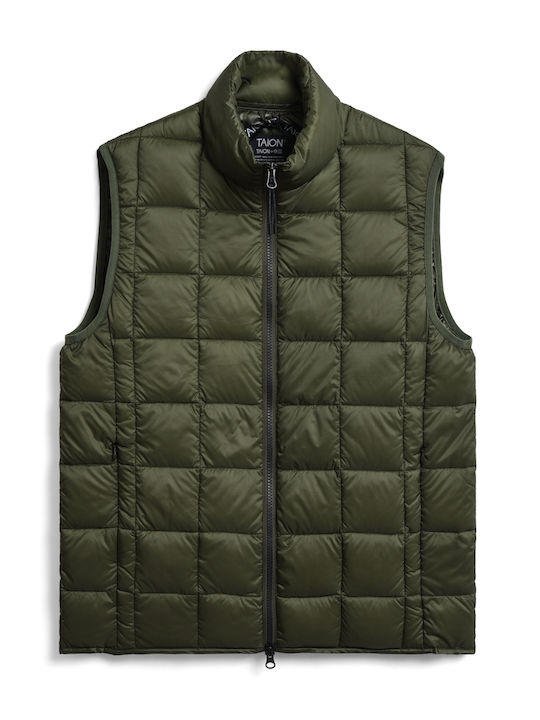 Taion Kurz Damen Ärmellos Puffer Jacke für Winter Khaki