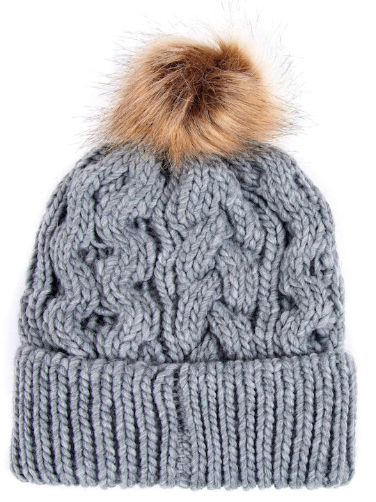 Barbour Pom Pom Beanie Unisex Beanie Knitted in Gray color