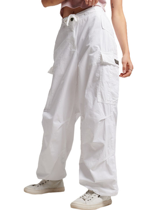 Damen Stoff Hose in Weitem Schnitt Weiß