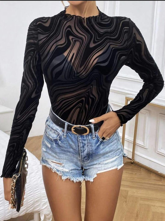 Woman's Fashion Women's Blouse Long Sleeve Black