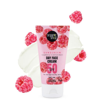 Organic Shop Cranberry Pentru piele normală până la uscată Crema protectie solara Cremă SPF50 50ml