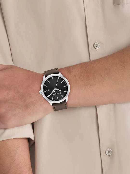 Calvin Klein Define Men's Watch 43mm Battery with Brown Leather Strap